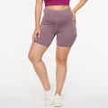 Lila hohe taillierte Biker Kurzhöhle aus den gemütlichen sportlichen Shorts Frauen Side Cross Plus Size Biker Short